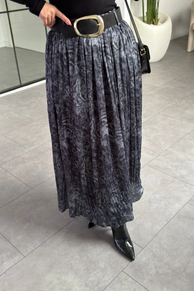 ANTRASİT DESENLİ PİLİSELİ ETEK