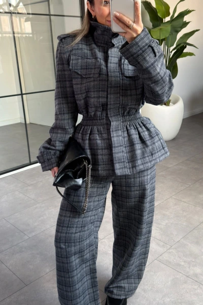 ANTRASİT EKOSE DESEN TAKIM