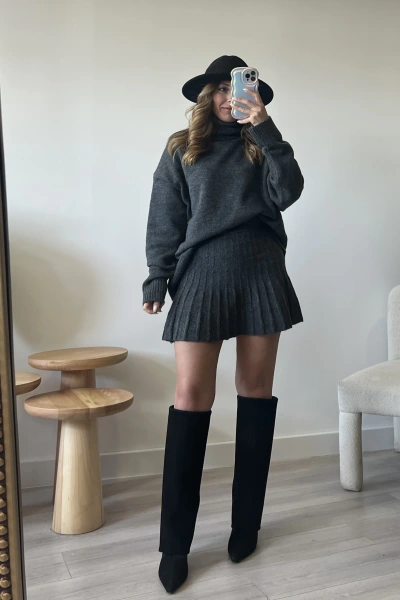 Antrasit Etekli Triko Takım