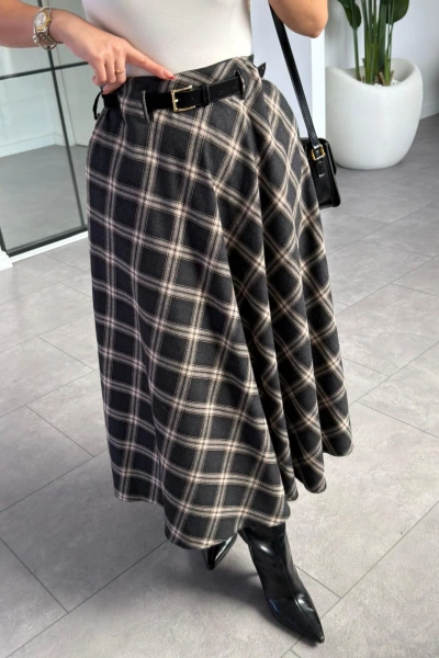 ANTRASİT KEMER DETAY ETEK