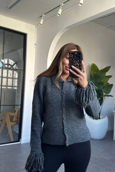 ANTRASİT KOL DETAYLI HIRKA