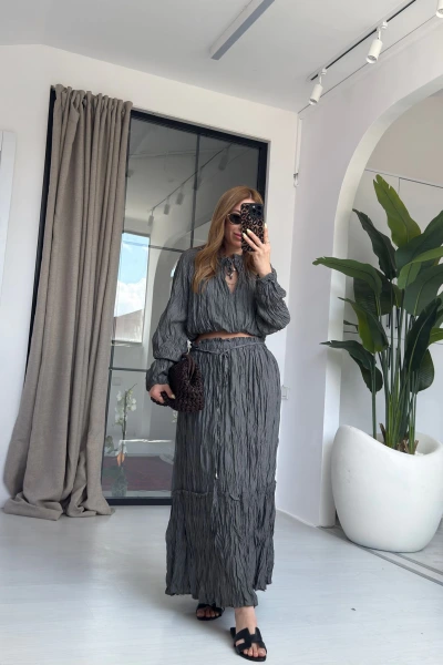 ANTRASİT ORJİNAL MARKA KRAŞLI ETEKLİ TAKIM