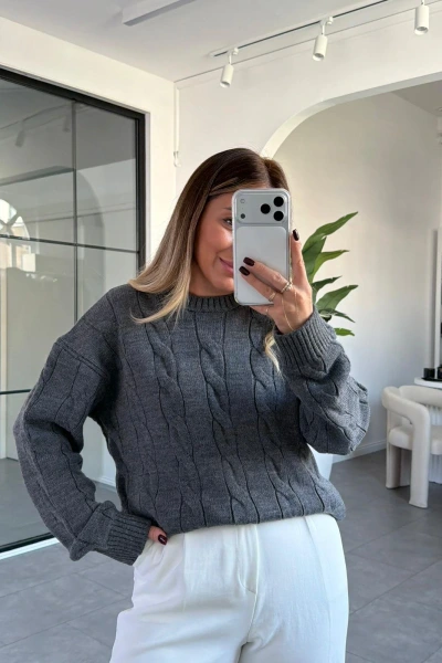 ANTRASİT SAÇ ÖRGÜ TRİKO KAZAK