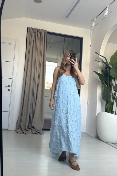 BEBE MAVİSİ PÜSKÜL ELBİSE