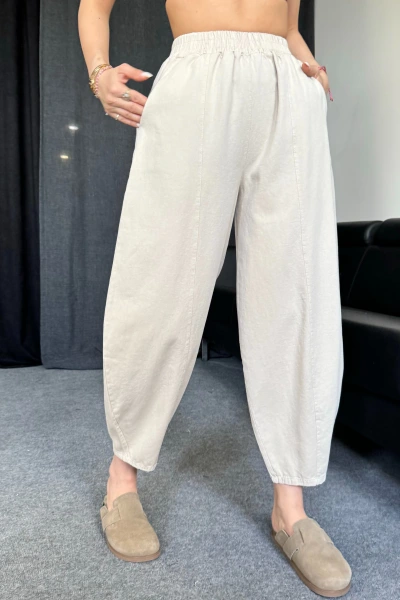 Bej Gabardin Balon Model Pantolon