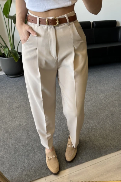 Taş Kemerli Premium Kumaş Pantolon