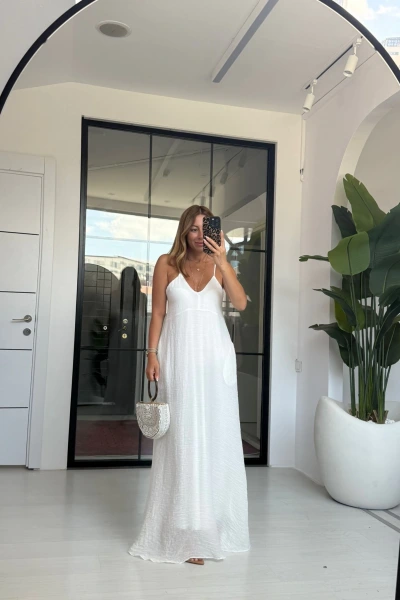 BEYAZ ASKILI ELBİSE