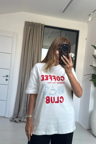 BEYAZ COFFE T-SHİRT