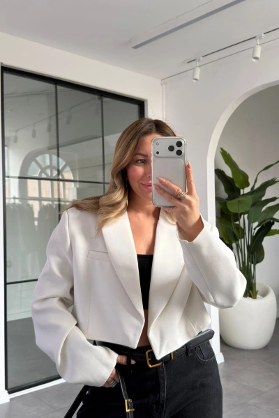 BEYAZ KISA CEKET 9704