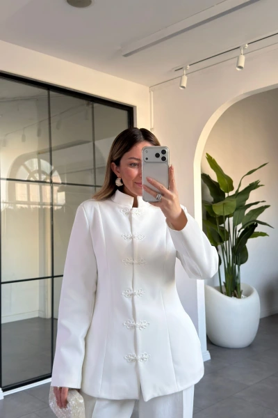 BEYAZ NAPOLYON CEKET 8788