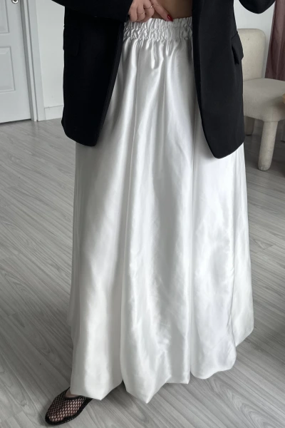 Beyaz Saten ZR Marka Model Premium Balon Etek