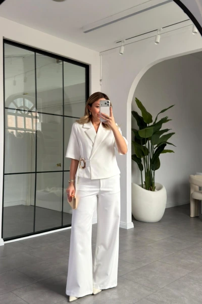 BEYAZ TEK TOKALI CEKET TAKIM 9511