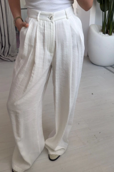BEYAZ TENSEL YÜKSEK BEL PANTOLON
