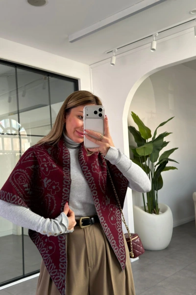 BORDO ANTRASİT YUMUŞAK DOKULU ÜÇGEN ŞAL