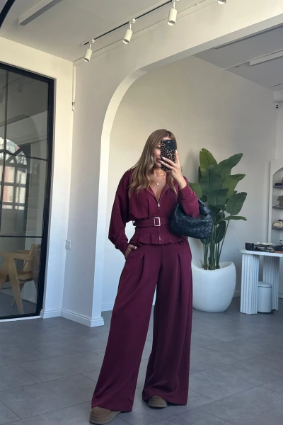 BORDO BELDEN OTURTMALI MODAL TAKIM