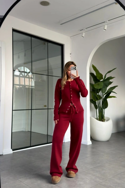 BORDO ÇITÇIT DETAYLI TRİKO TAKIM