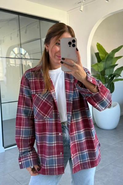 BORDO ÇITÇITLI ODUNCU GÖMLEK