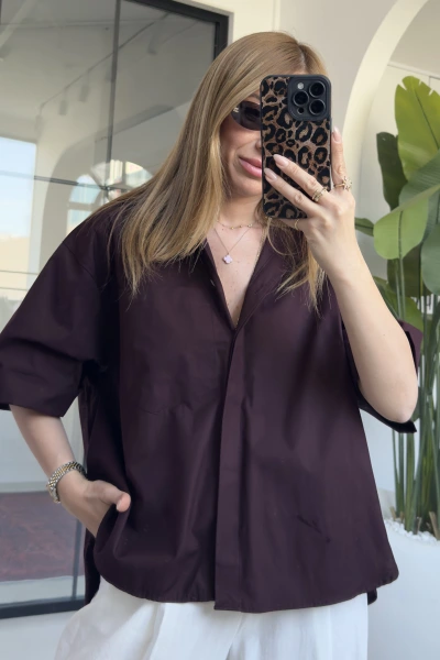 MÜRDÜM KISA KOL POPLİN GÖMLEK