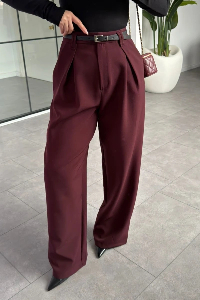 BORDO PİLELİ İÇTEN PERVAZLI PANTOLON