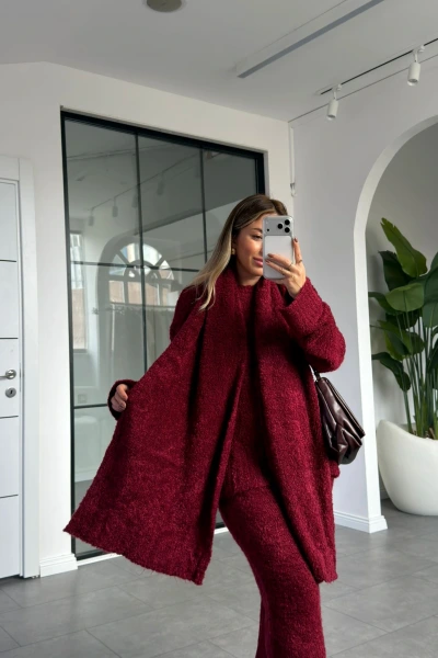 BORDO ŞALLI YUMUŞACIK TRİKO TAKIM