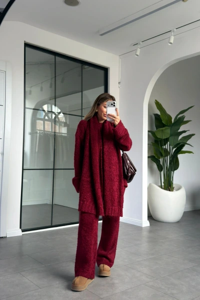 BORDO ŞALLI YUMUŞACIK TRİKO TAKIM