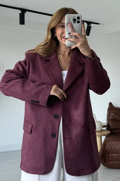 Bordo Süet Ceket