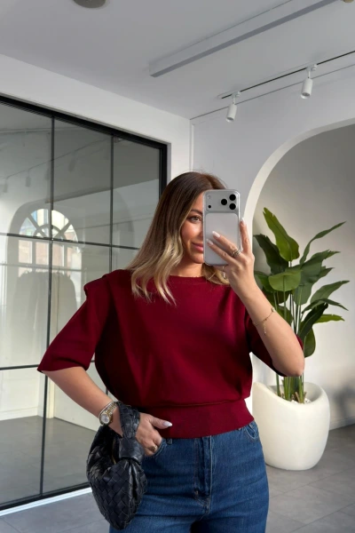 BORDO VATKALI KISA KOLLU TRİKO