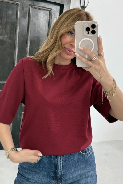 Bordo Vatkalı Massimo Marka Model T-shirt