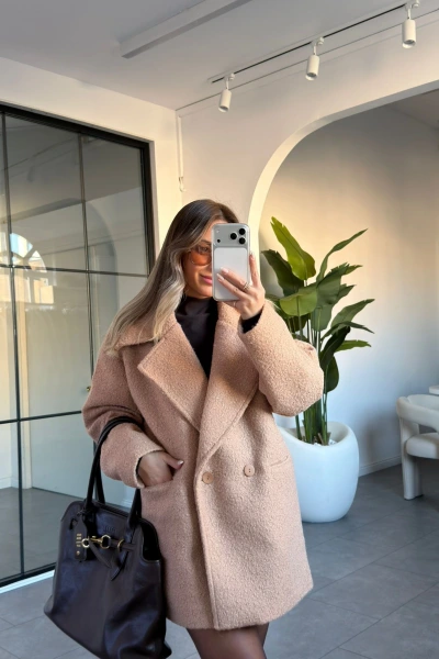 CAMEL BUKLET KRUVAZE YAKA KABAN