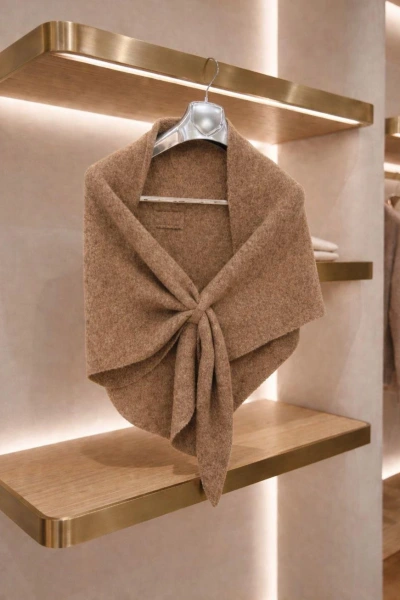 CAMEL ÜÇGEN İÇTEN GEÇMELİ TRİKO ŞAL