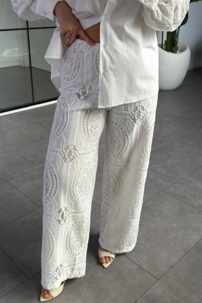 DANTEL DETAYLI EKRU PANTOLON 29615