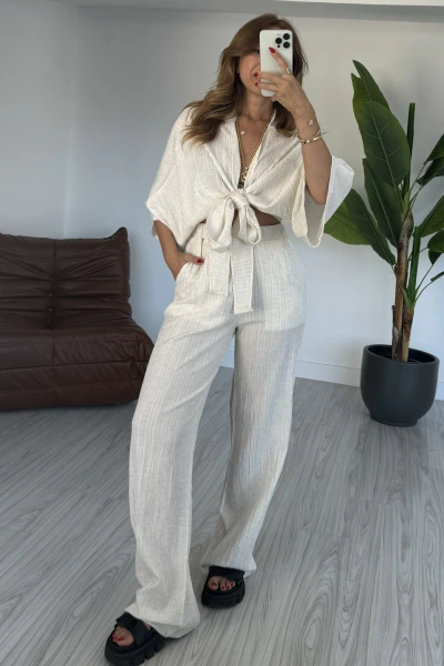 Ekru Bağlama Detaylı Takım