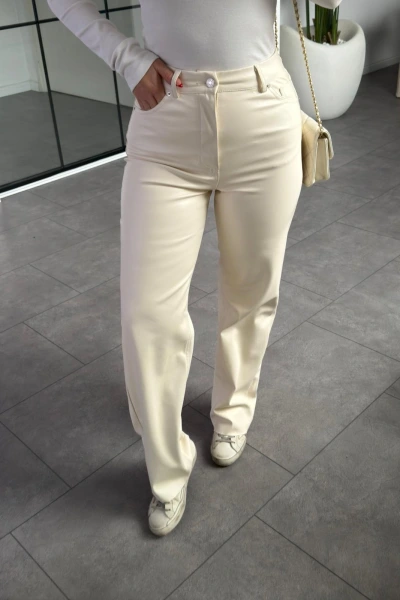 EKRU DERİ PANTOLON