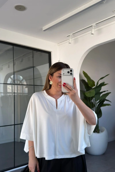 EKRU KISA KOL MODAL BLUZ 30675