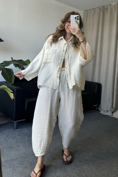 Ekru Simli Dokulu Takım