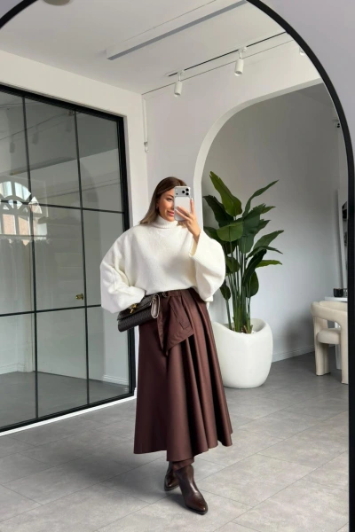 EKRU YUMUŞACIK DOKULU YARASA KOL TRİKO