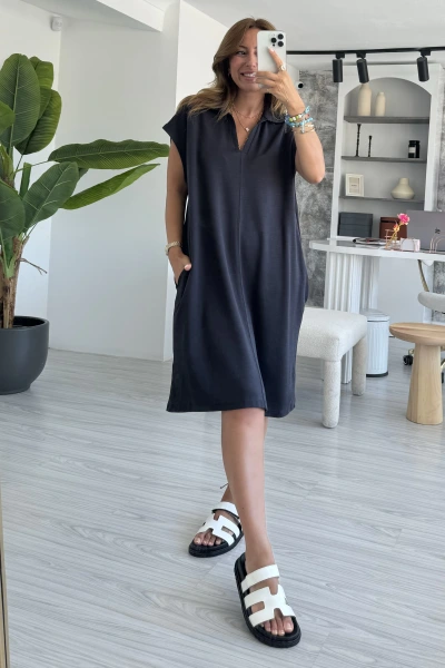 Füme Cepli Modal Elbise