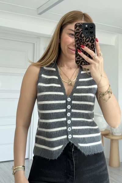 Füme Sedef Düğmeli Yelek