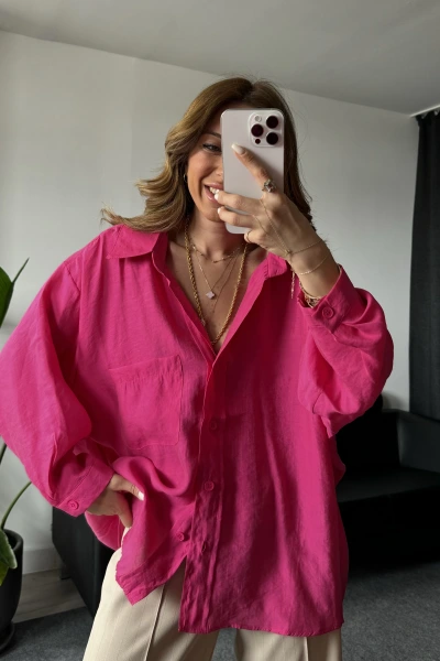 Fuşya Tensel Viral Salaş Gömlek-P