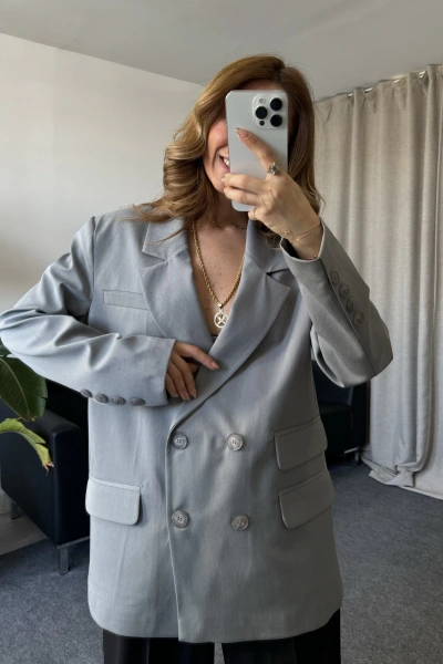 Gri 4 düğme Premium Kalite Ceket