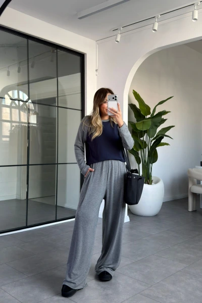 GRİ LACİVERT BİSİKLET YAKA TAKIM