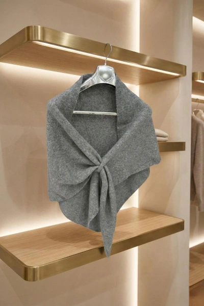 GRİ MELANJ ÜÇGEN İÇTEN GEÇMELİ TRİKO ŞAL