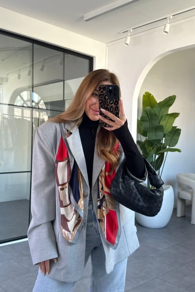 GRİ ÇİFT CEPLİ KRUVAZE YAKA CEKET