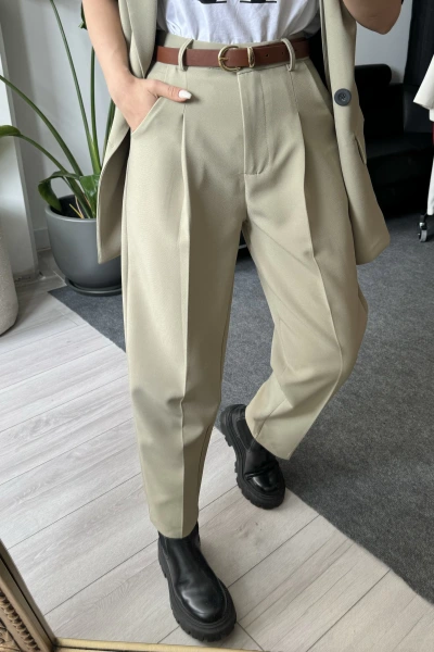 Çağla Kemerli Premium Kumaş Pantolon