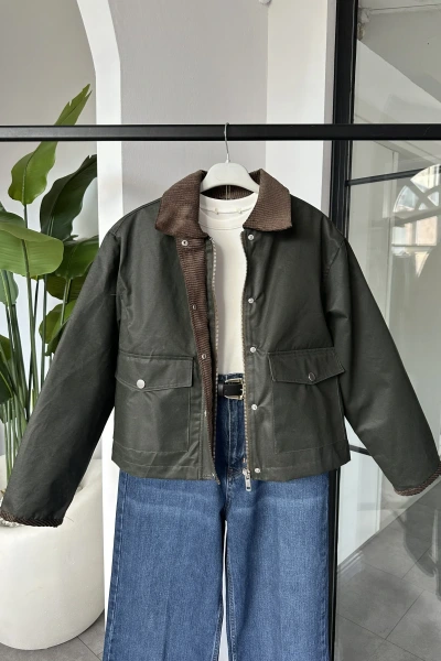 HAKİ MUMLU KISA TRENÇ