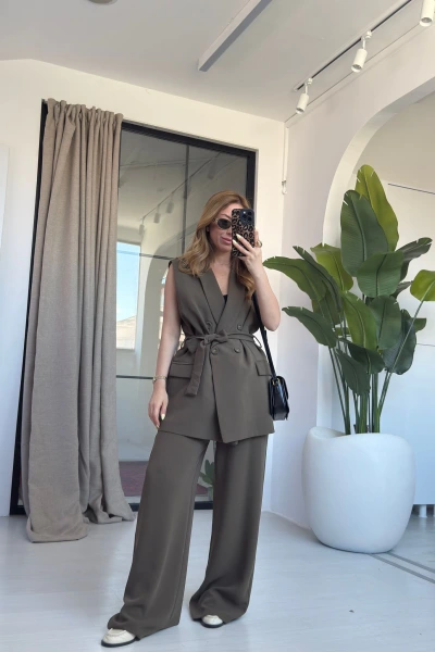 HAKİ PREMİUM KALİTE PR YELEKLİ TAKIM