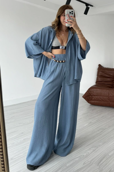 İndigo Aksesuar Detaylı Bürümcük Takım