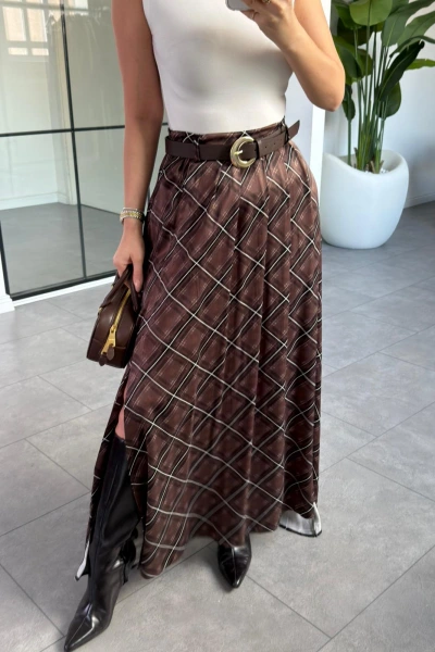 KAHVE EKOSE DESEN SATEN ETEK 9690