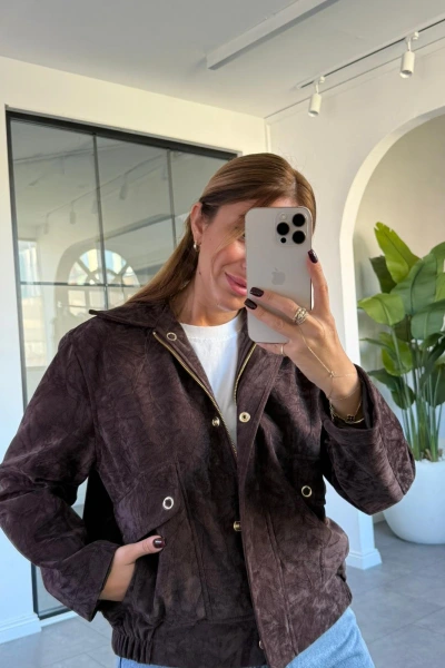 KAHVE ESKİTME BOMBER CEKET