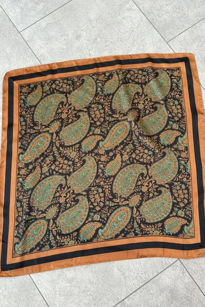 KAHVE ETNİK DESENLİ ŞAL